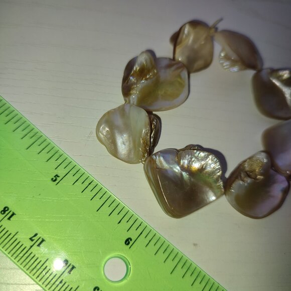 Shiny Diamond Shaped Shell Beads Bracelet Elastic Vintage small - Picture 4 of 6